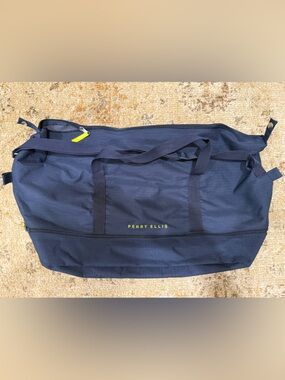 Perry Ellis Navy Duffel Bag with lime green Accents